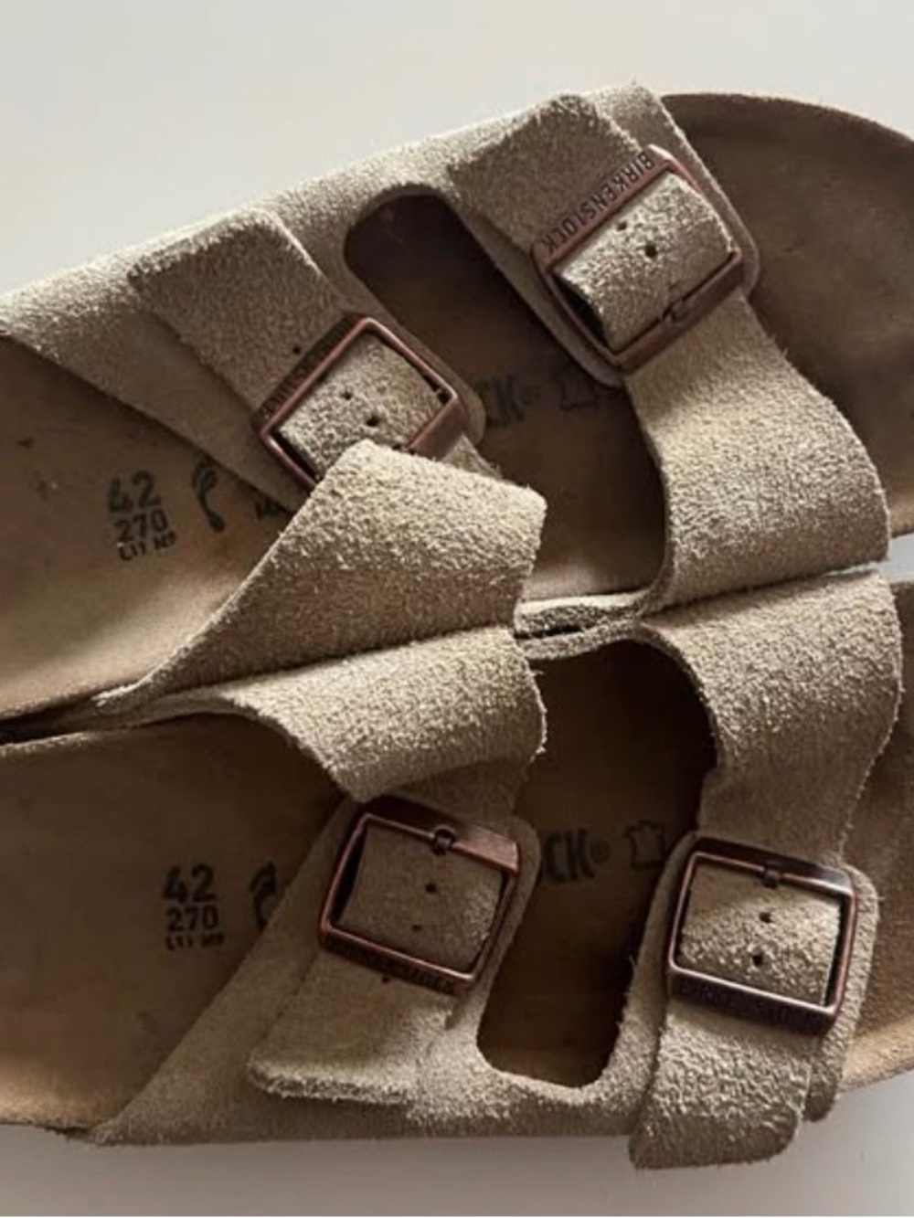 Birkenstock Suede Arizona Sandals in Light Brown